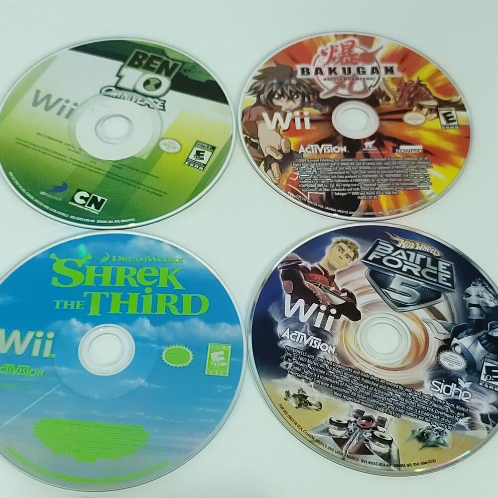 Nintendo Wii Games Lot of 4 Bundle Shrek The Third Ben 10 Battle Force Bakugan